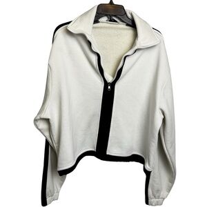 Teela half zip black and white active top size medium athleisure fleece lined